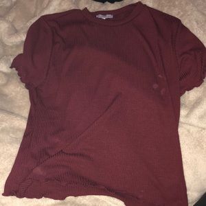 Maroon crew neck crop top